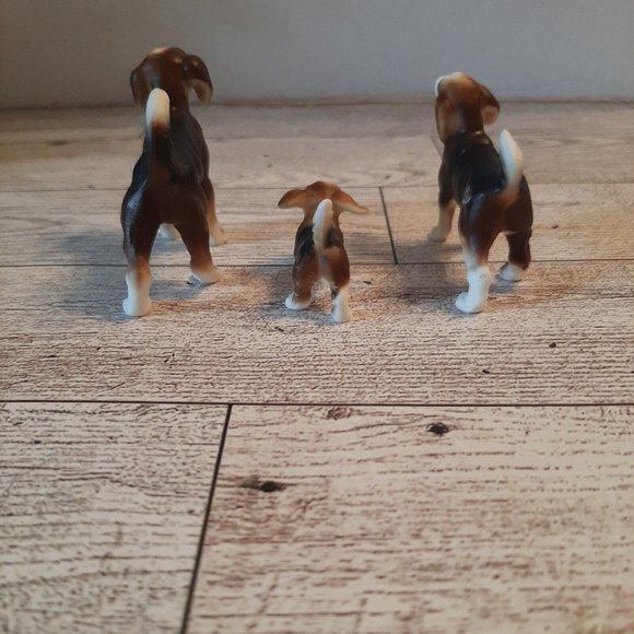 Set of 3 Miniature Mini Porcelain Dogs Beagles Figurines - Picture 9 of 15
